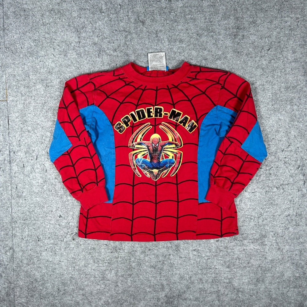 Marvel Spider-Man Long Sleeve Shirt Kids Size 6 Red Blue Graphic Tee Superhero